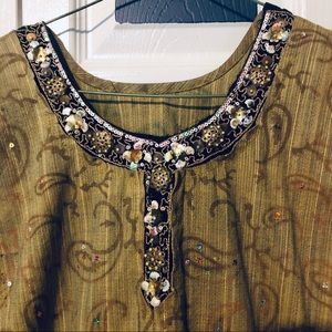 Handmade Beaded Emboidered Earthy Sleeveless Top